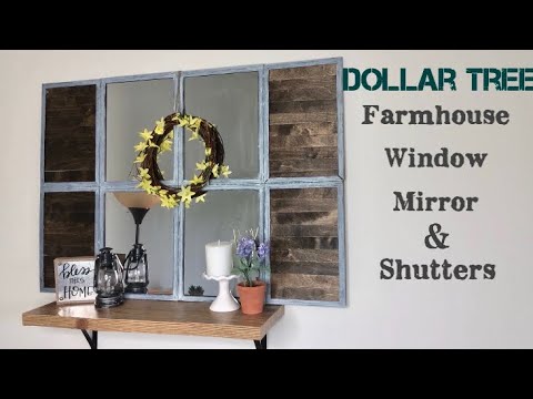 Dollar Tree DIY FARMHOUSE Mirror Window and Shutters