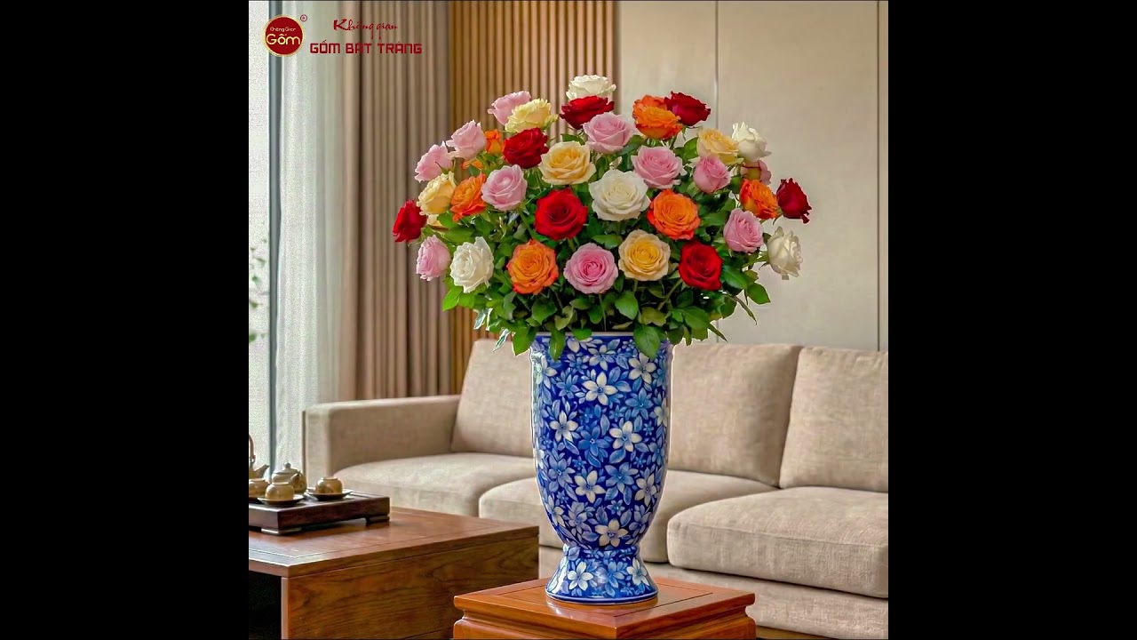 Lọ Hoa Dáng Ly Miệng Rộng Họa Tiết Ngàn Hoa