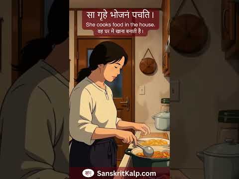 She cooks food in the house