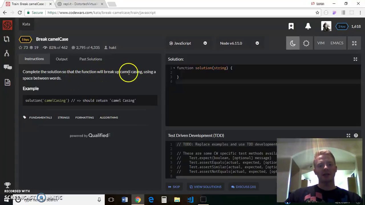 Coding Challenge #1 - Breaking camelCase