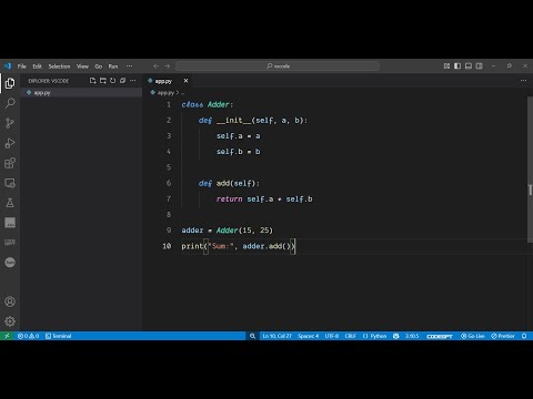 Python 3 Oop Program To Add Two Numbers Using Classes Objects In Terminal Tutorial For Beginners