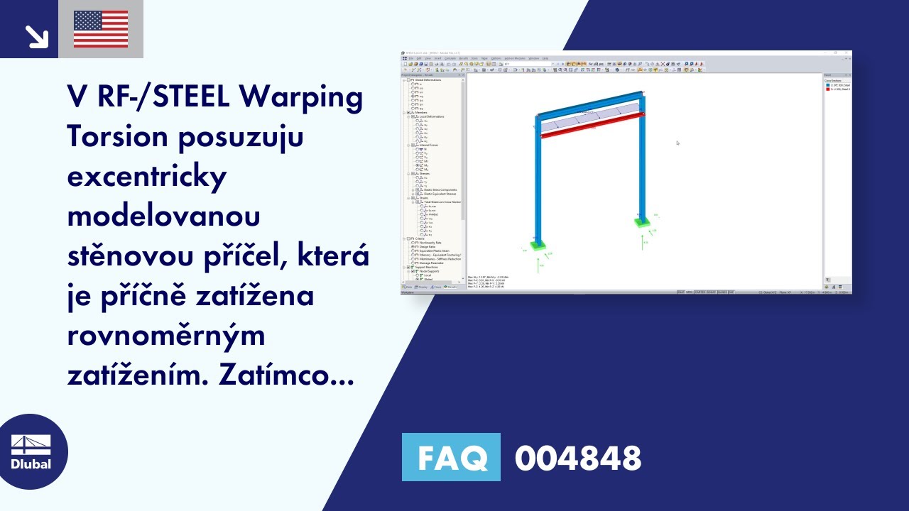 [EN] FAQ 004848 | Posuzuji excentricky modelovaný stěnový nosník v modulu RF-/STEEL Warping Torsion ...