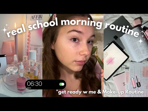 REALISTIC SCHOOL MORNING ROUTINE  🍵* 6am routine + grwm*🎀