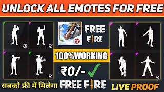 HOW TO UNLOCK FREE ALL EMOTES IN FREE FIRE NEW TRICK ! YOU MISS IT ? 2019 NEW TRICK