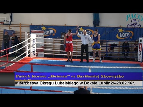Mistrzostwa Okregu Lubelskiego w Boksie 26 28 02 16r Patryk Korzec vs Bartłomiej Skowrytko
