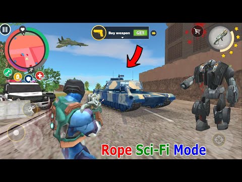 Rope Hero: Vice Town (Rope Hero with Sci-Fi Avatar) Green Military Tanks Uffff - Android Gameplay HD