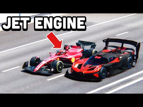 Bugatti Bolide GTR Concept vs Ferrari F1 2022 with JET ENGINE at Drag Race 24 KM