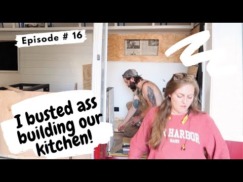 Vlog #16  I busted my ass during our van build 2008 Dodge Sprinter Kitchen and counter tops DIY
