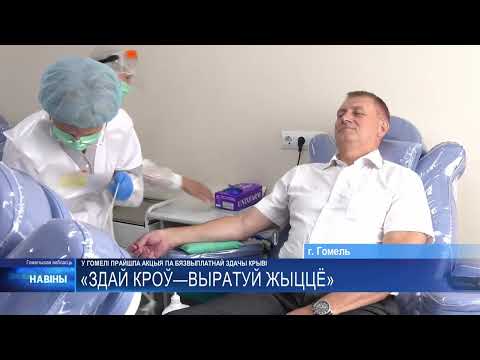 Накануне Дня донора в Гомеле прошла акция по безвозмездной сдаче крови видео
