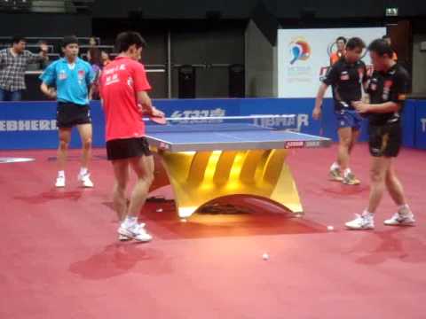 WTTC 2011: Zhang Jike, Wang Hao and Ma Lin, Chen Qi practising (part 1)