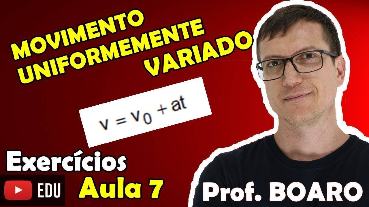 MOVIMENTO UNIFORMEMENTE VARIADO   CINEMÁTICA   EXERCÍCIOS   Prof  Marcelo Boaro    Aula 7