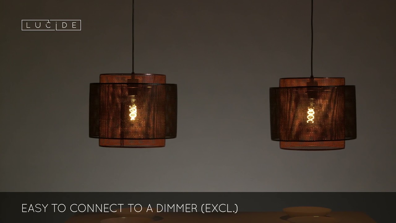 LUCIDE ORRIN 2 ARM CEILING PENDANT LIGHT - BLACK AND COPPER