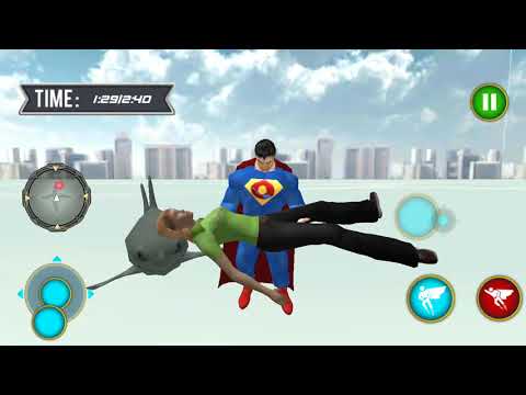 ► Grand Superhero Flying Robot City Rescue Mission 2 (Dolphin Games) Superman shark city rescue