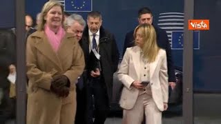 Meloni arriva al Consiglio Ue di Bruxelles