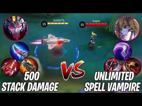 DYRROTH UNLIMITED SPELL VAMPIRE VS ALDOUS 500 STACK DAMAGE - MOBILE LEGENDS