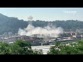 PONTE MORANDI GENOVA, LO SLOW-MOTION (VIDEO AL RALLENTATORE) DELLA DEMOLIZIONE E DELLA ESPLOSIONE