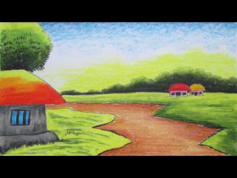 How to Draw a Village Landscape with Oil Pastels | Episode 2