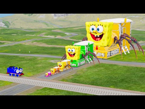 Big & Small SpongeBob tChoo-Choo Charles Train Vs Cursed Thomas the Tank Engine - BeamNG.Drive