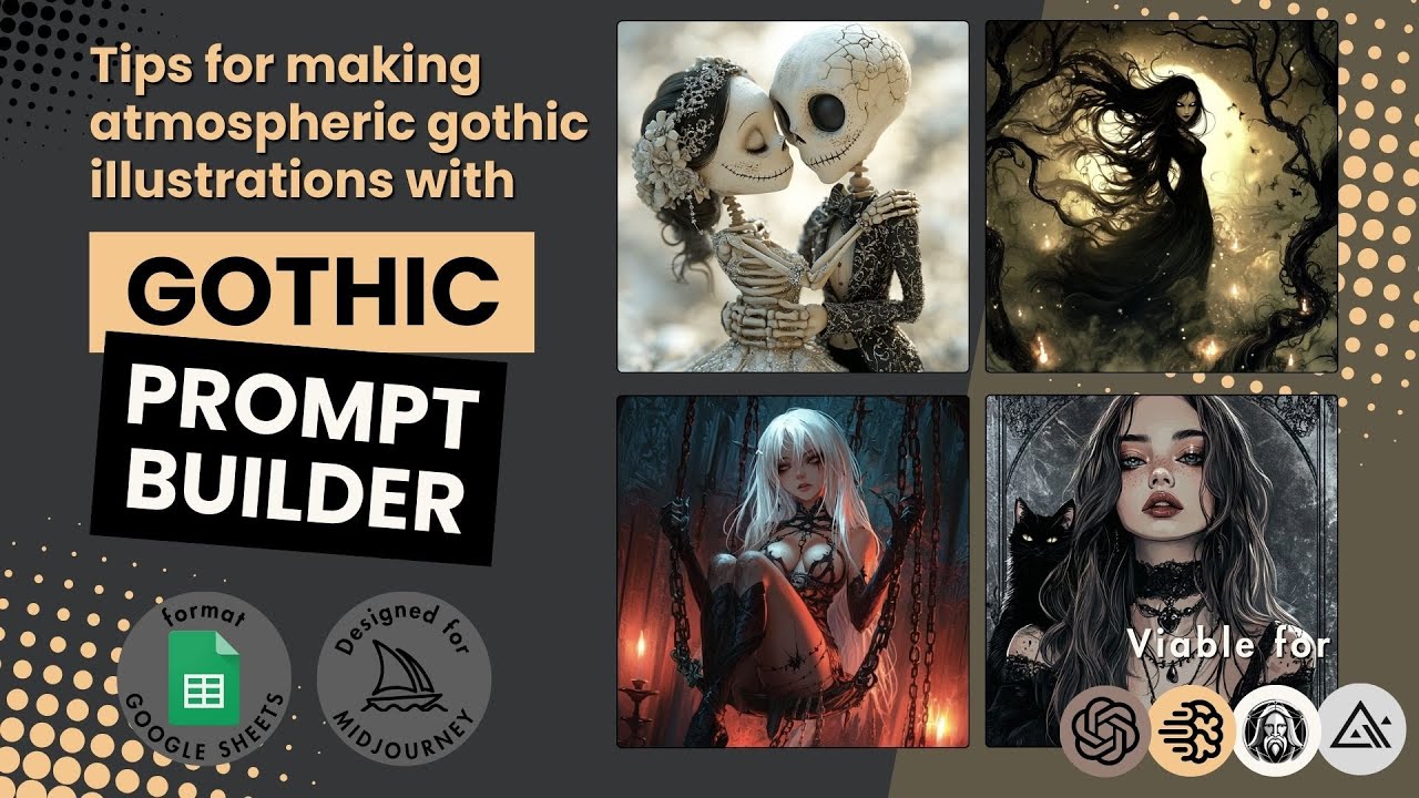 Gothic Prompt Builder: make dark and mystical illustrations, clipart and patterns with Midjourney AI