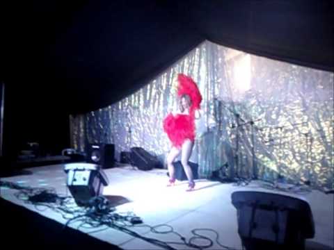 Miss Angelique Dominique's classic burlesque fan dance at Plymouth Volksfest 2013
