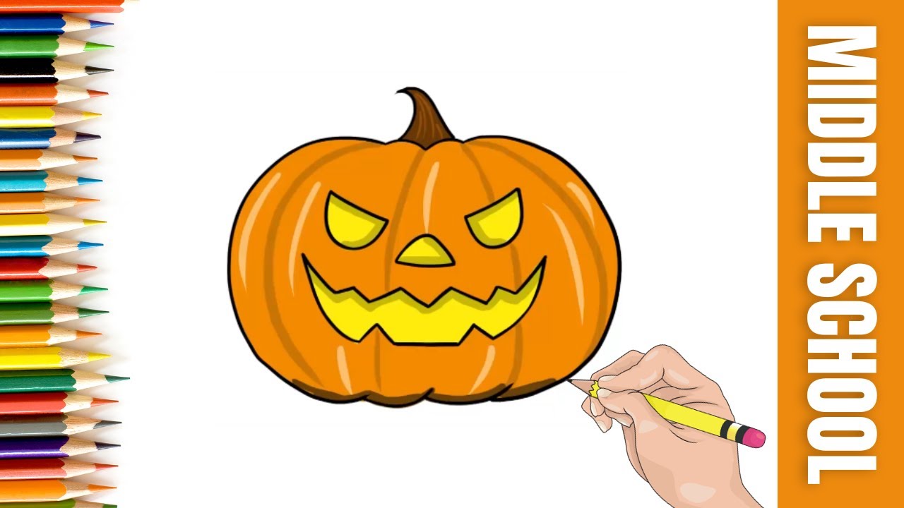 How to Draw Halloween Pumpkin for Kids