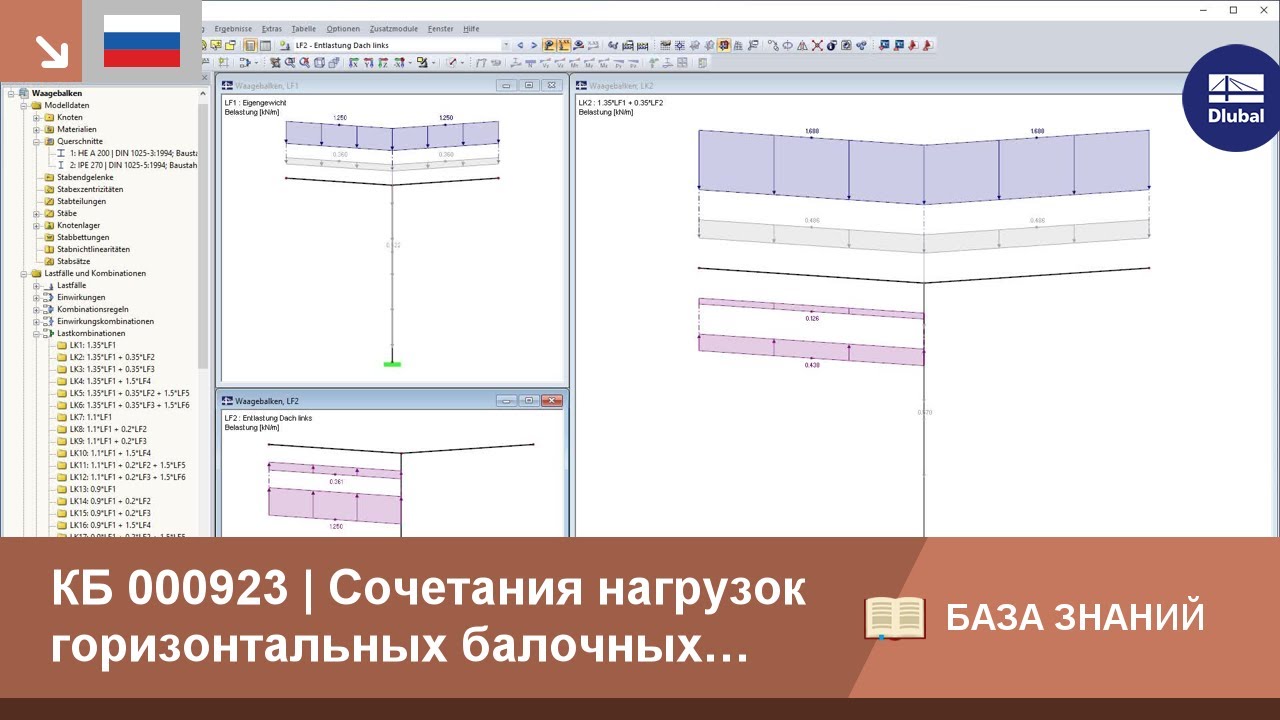 КБ 000923 | Сочетания нагрузок горизонтальных балочных конструкций