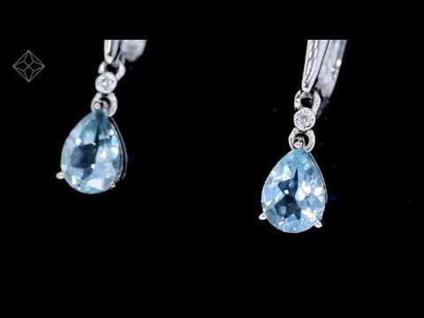 H4514 - STELLATO BLUE TOPAZ AND DIAMOND EARRINGS 0.03CT IN 9K WHITE GOLD