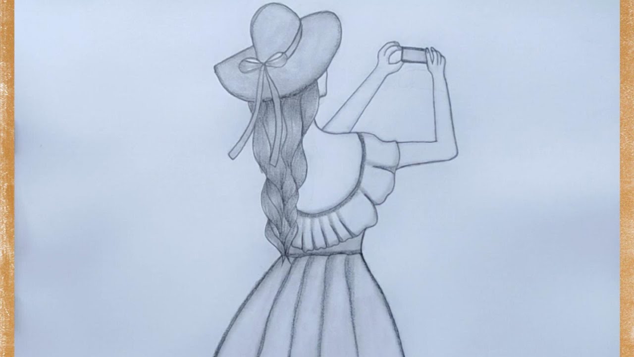 Drawing a Girl with a Mobile Phone | Easy Sketch Guide