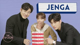 Download lagu Ha Ji-won, Yoon Kye-sang, and Jang Seung-jo play Jenga [ENG SUB] mp3