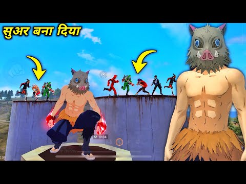 सुअर बना दिया 🐷 20 Diamond? Most Funnest INOSUKE Anime Bundle Solo Vs Squad :- FREE FIRE MAX