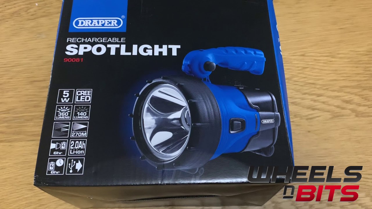 Draper 90081 5 Watt Cree Rechargeable Torch Review now with Builtin Power Bank