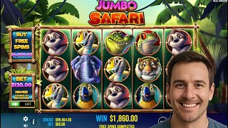 Jumbo Safari Slot BIG WIN! πΎ Wild Bonus Feature & Massive Payout!