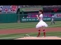 NYM WSH Ballerina Tosses Out First Pitch
