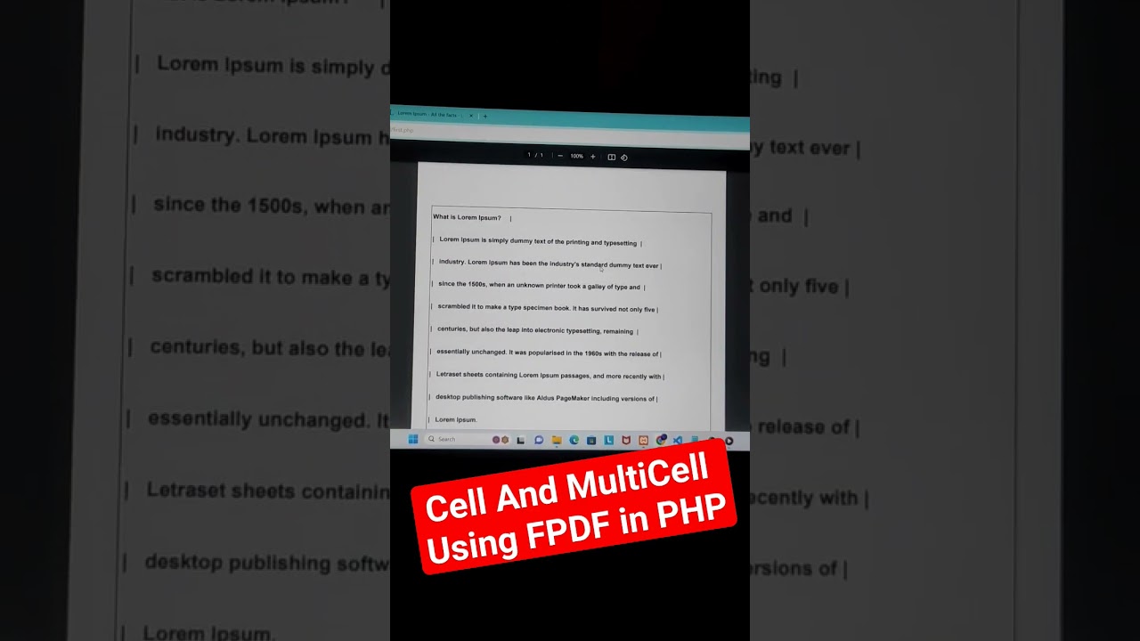 Cell And MultiCell Using FPDF in PHP #sorts
