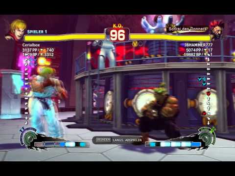 JBHAMMER777(AKUMA) vs Cerialbox (KEN) VS Carpabella (Guile) SSF4 AE Ranked Match
