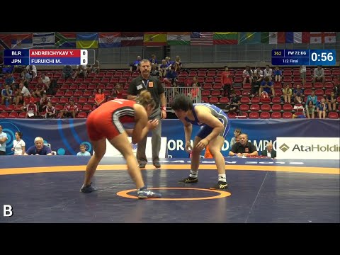 1/2 FW - 72 kg: M. FURUICHI (JPN) df. Y. ANDREICHYKAV (BLR) by FALL, 9-0