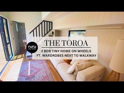 Ruru Tiny Homes: The Toroa - double storey two bedroom tiny home on wheels - Upstairs wardrobes