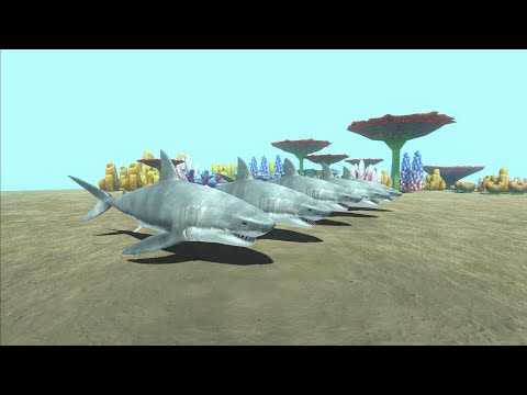 GREAT WHITE SHARK (x5) VS EVERY FACTIONS - Animal Revolt Battle Simulator