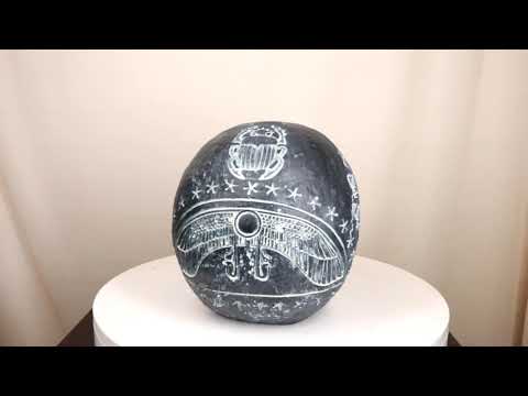 Ebros Black Egyptian Gods Paranormal Voodoo Scarab Beetle Skull Statue 8.5"L