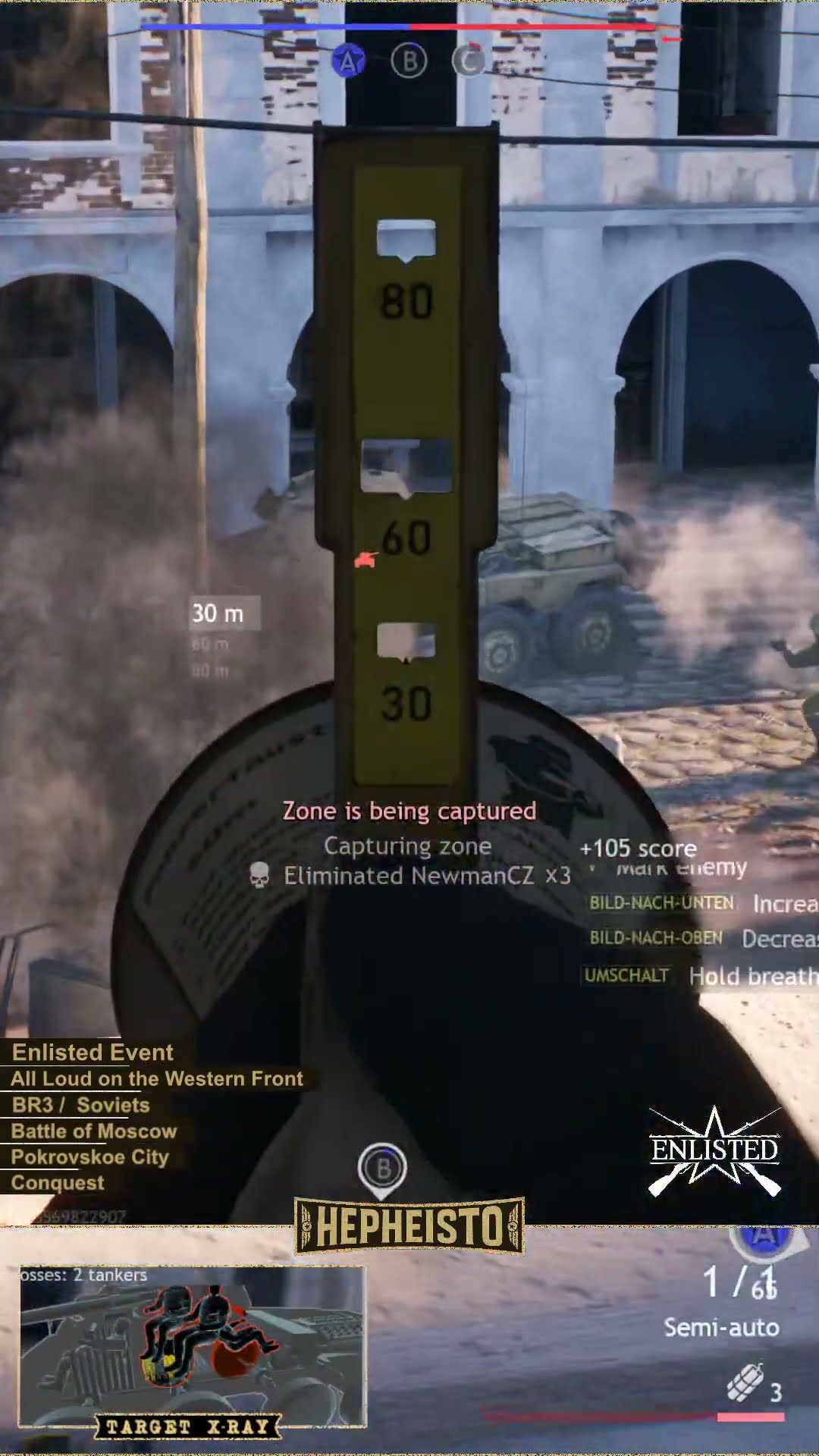 Anti Tank Gunner assists elimination of Sd. Kfz. 234/2 with Panzerfaust 60
