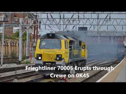 Freightliner 70005 Clags and Thrashes through Crewe working 0K45, 28th June 2014