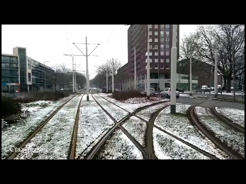 Tramrit in sneeuw op tramlijn 2, Rotterdam (ride in snow) #CabView