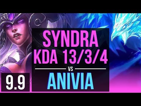 SYNDRA vs ANIVIA (MID) | 3 early solo kills, KDA 13/3/4, Dominating | Korea Diamond | v9.9