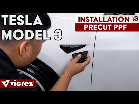 Wrapping the car's front Fender with Vicrez Paint Protective Film Pre-Cut Kit vpp43 | Tesla Model 3
