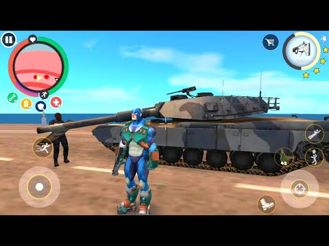 Rope hero vice town new game | Jumping river on army camp tank | Games on Android gameplay HD