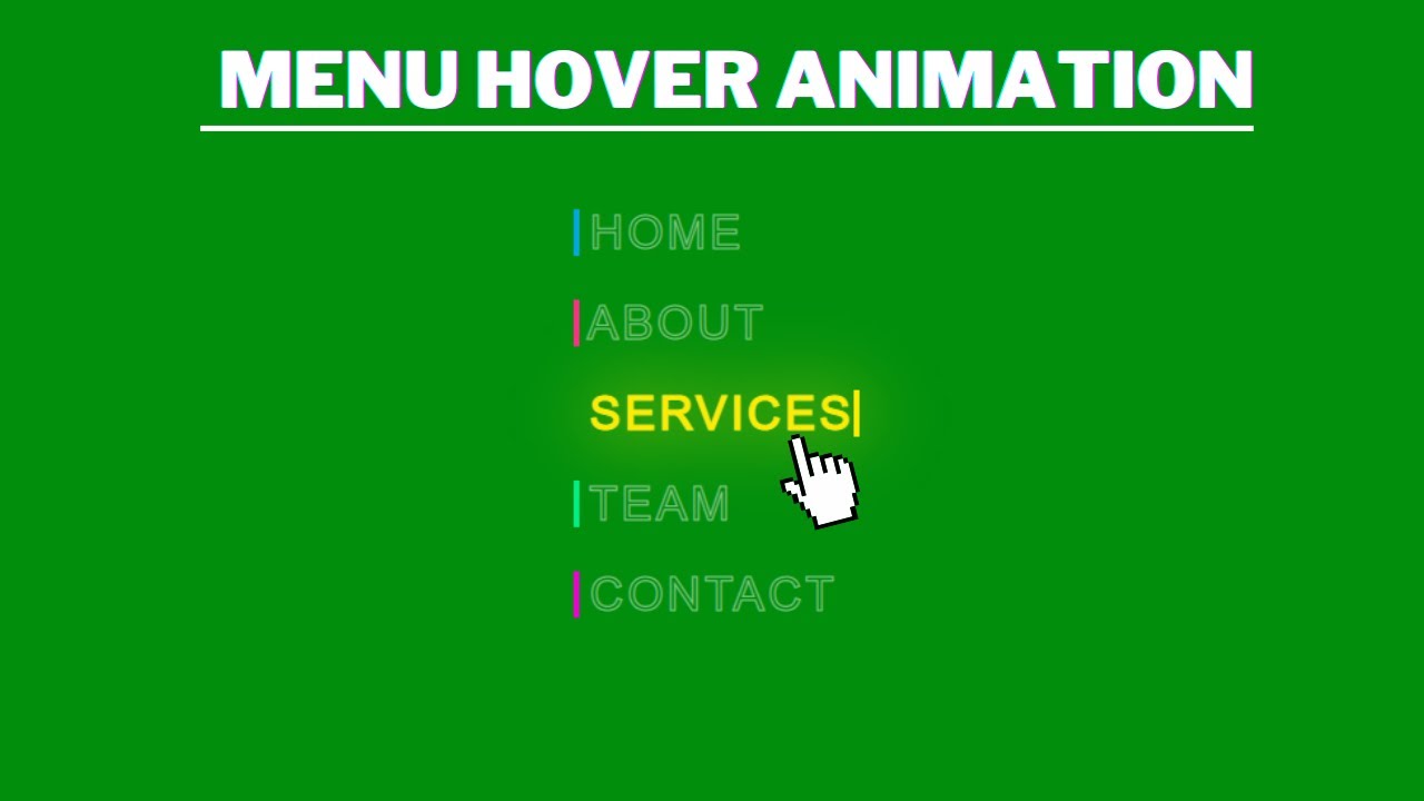 Creative Menu Hover Animation Using HTML & CSS
