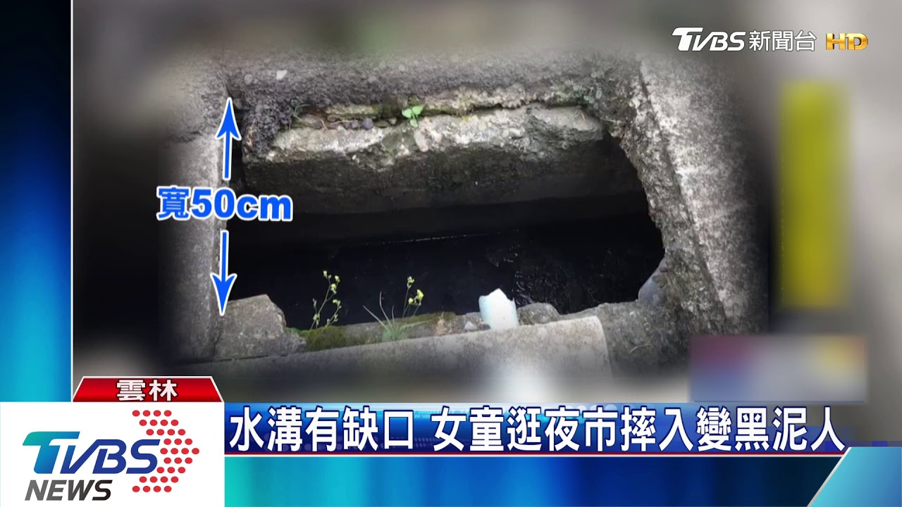 水溝有缺口　女童逛夜市摔入變黑泥人