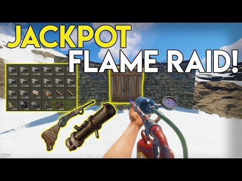 FLAME THROWER RAID GIVES US ROCKET LAUNCHER! HE WAS SO RICH! - Rust Survival #73