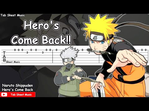 Naruto Shippuden OP 1 - Hero's Come Back Guitar Tutorial Video