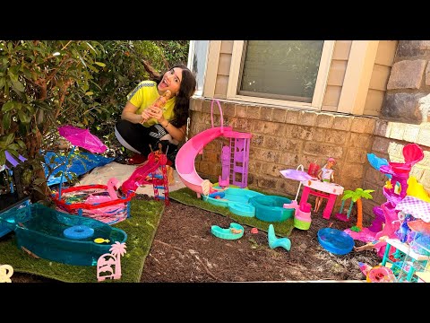 WE BUILT A WATER PARK FOR BARBIE WITH SLIDES AND 6 POOLS